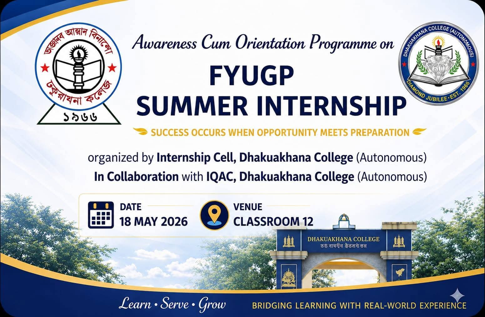Awareness cum Orientation Program on FYUGP Summer Internship